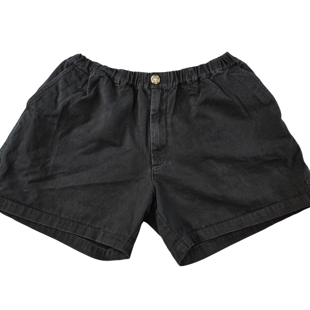 MERIPEX Shorts Mens XL Black Chino Cotton Canvas Elastic Waist Relaxed Fit 4in